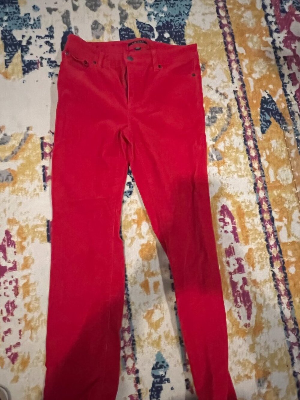 Lauren Ralph Lauren Red Corduroy Skinny Pants Size 4 Worn 1x Holiday